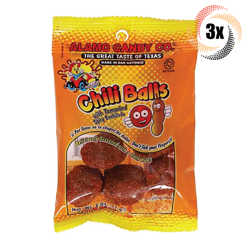 3x Bags Alamo Candy Co Chili Balls With Tamarind Spicy Enchilado | 2oz