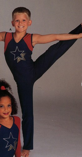  Jumpsuit Gymnastics bootcut Star Motif Red Navy Intermediate Ch 6x-8 - Picture 1 of 5
