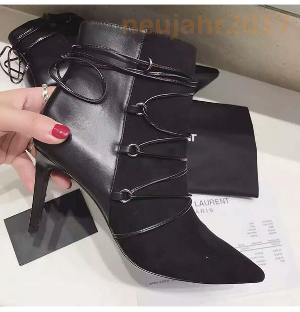 Damenschuhe Riemche Spitz Flausch High Heels Stiefeletten Stiletto Elegant 34-39 Damenschuhe Riemche Spitz Flausch High Heels Stiefeletten Stiletto Elegant 34-39