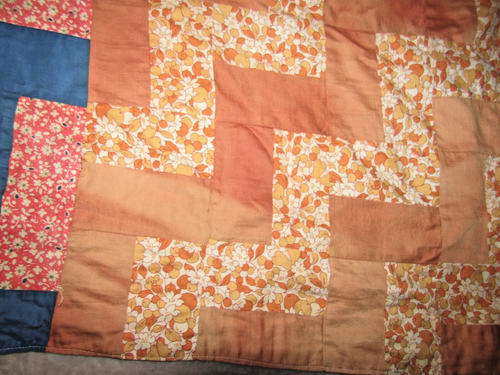 VTG Farmhouse Homemade Feed Sack Machine Quilt TOP Muslim Backing Zig Zag 76x92 - Picture 17 of 24