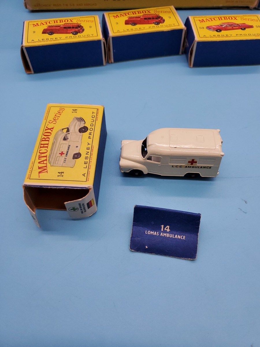 レトロ⭐︎MATCHBOX by LESNEY ミニカーセット VINTAGE MATCHBOX LESNEY G-10 FIRE STATION SET DAMAGED BOXES