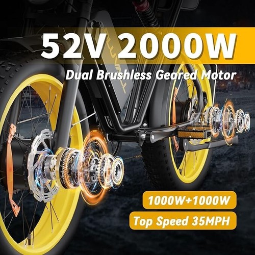Electric-Bicycle 1500W/3000W Adults E-Bike 20'' Fat Tire Mountain MTB 20/46Ah UL - Picture 5 of 9