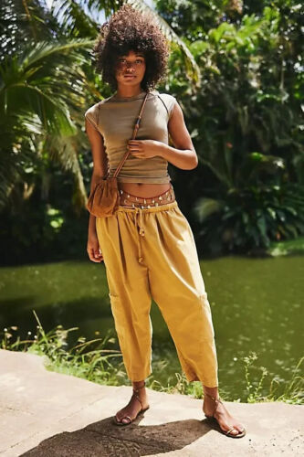 Free People Kahlani Harem Pull-On Cropped Pants, Harvest Gold, X-SMALL, BNWT £88 - Picture 6 of 9
