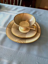 Vintage Zeh Scherzer Bavaria, Germany  3 pc Tea Cup,Saucer & Dessert Plate Set