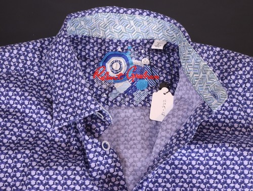 ROBERT GRAHAM Men’s Large Short Sleeve Sport Shirt -Blue Multi Geometric Print - Picture 11 of 12