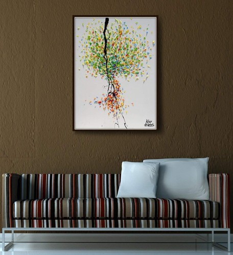 Tree 30" Original oil painting on canvas, Luxury thick layers tree of Life - Picture 5 of 6