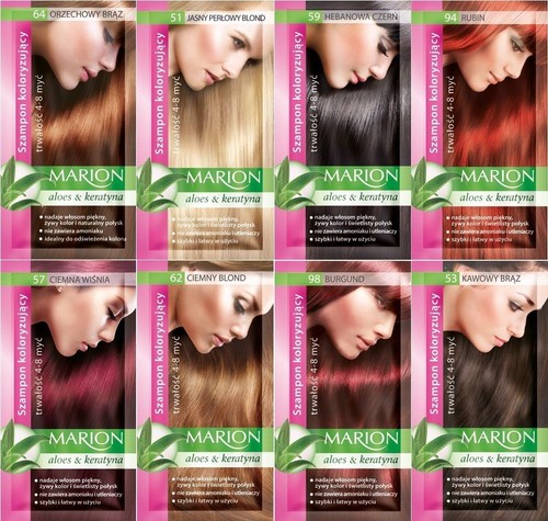 Marion Hair Color Shampoo in Sachet Lasting 4 to 8 Washes Aloe and Keratin - Picture 1 of 26