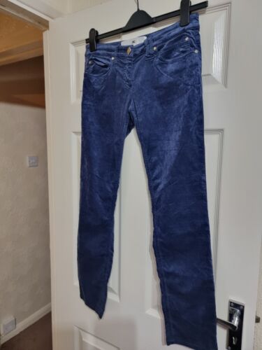 Elisabetta Franchi Women's Navy Blue Velvet Velour Trousers Size 29 - Picture 2 of 7