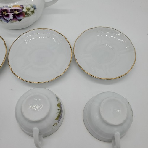 Vintage Miniature Roehler Germany Porcelain Childrens Tea Set Purple Flowers - Picture 6 of 13