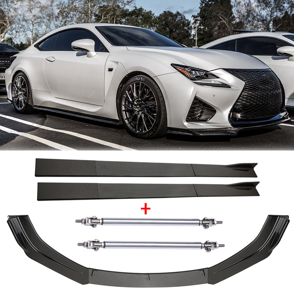 Carbon Front Bumper Lip /Side Skirt/Strut Rods For Lexus RC F