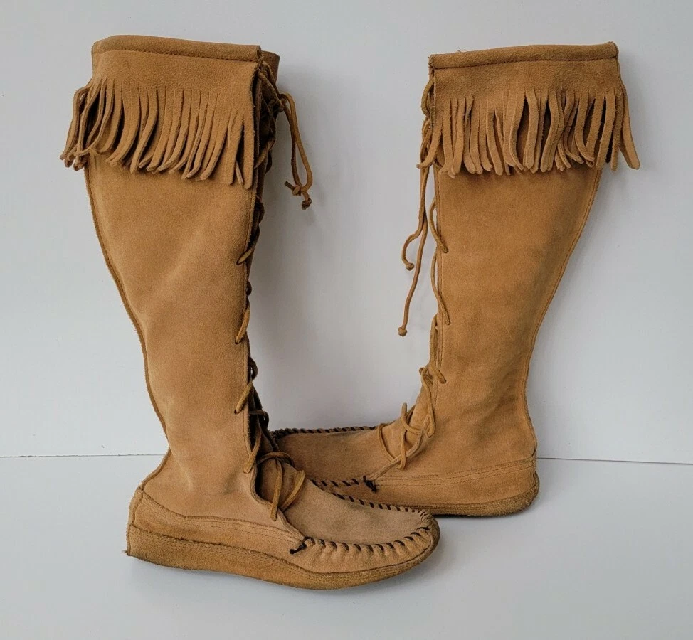 Minnetonka knee high moccasins sales
