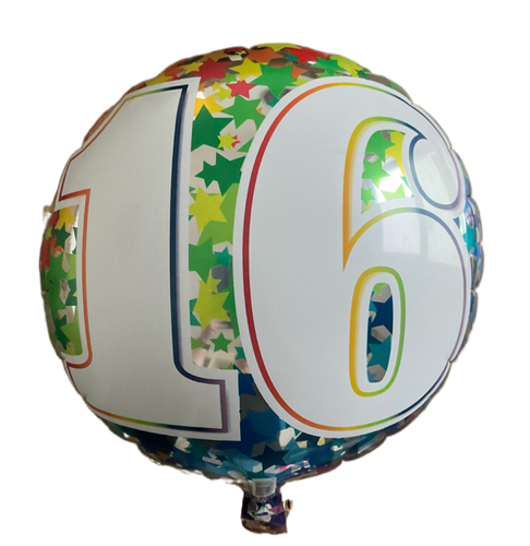 (1) 18in Rainbow Stars 16th Birthday Foil Balloon. 16th Theme Party Decoration - Picture 3 of 4
