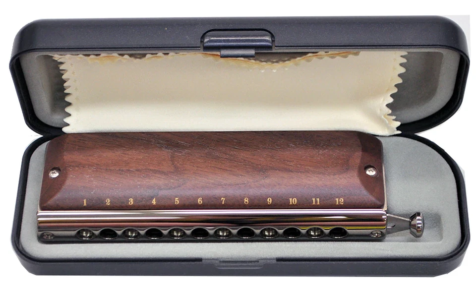 SUZUKI G-48W Gregoire Maret Wooden cover 12 holes 48 sounds Chromatic Harmonica - Image 4 of 4