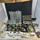 Huge Lot 80+ Vintage Fishing Lures Tackle Containers, Jitterbug, Rapala, Martin