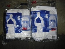 (2) 3M 4540+ Hooded Disposable Coveralls XL Type 5/6 Microporous Polyethylene