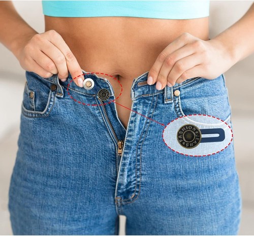 12Pces Button Waist Extender Stretch Waistband Elastic Metal For Women Men Jeans - Picture 5 of 5
