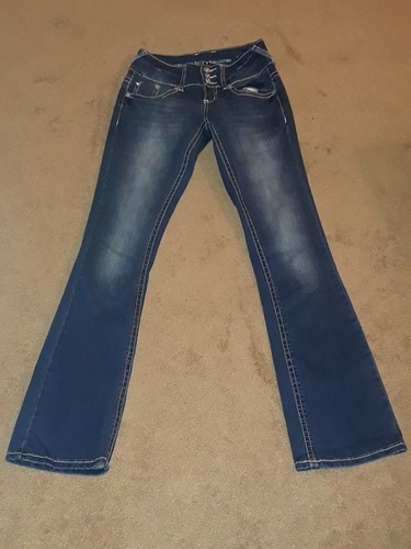 NEW VANITY PREMIUM COLLECTION Womens Skinny Flare Blue Jeans * Size 25W/ 33L - Picture 2 of 10