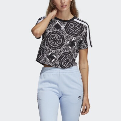 ★SUADE★ PATTERN CROP TEE NWT Adidas Originals Women's Cropped Tee Black DX4238 | eBay