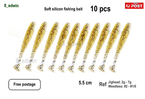 Soft Silicone Spinning Tail Fishing Bait Jig Head Lure Yellow Tail Bream Snapper - Picture 30 of 45