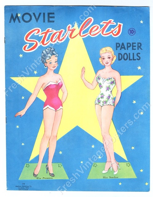 Movie Starlets Paper Dolls doll book Stephens #178 ORIGINAL UNCUT 1950s Movie Starlets Paper Dolls doll book Stephens #178 ORIGINAL UNCUT 1950s