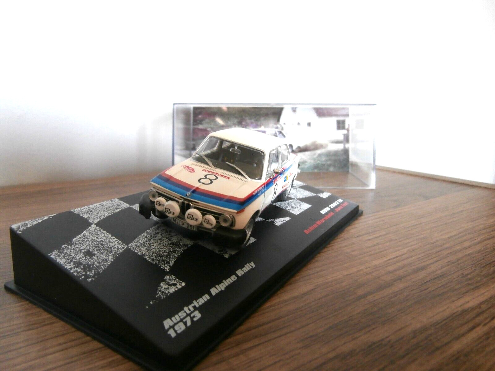 Miniature BMW 2002 TI Rallye Alpes Autrichiennes 1973 par Achim Warmbold 1/43