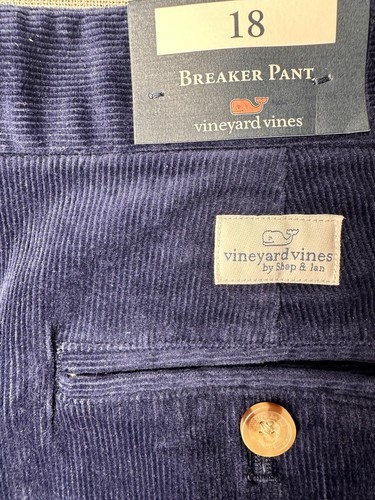 Vineyard Vines Boys Size 18 Stretch Corduroy Breaker Pants Deep Bay Blue - Picture 4 of 6