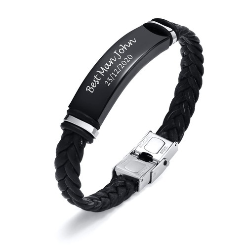 Pulsera de cuero personalizada para hombre para papá papá abuelo cumpleaños regalo de Navidad - Imagen 7 de 27
