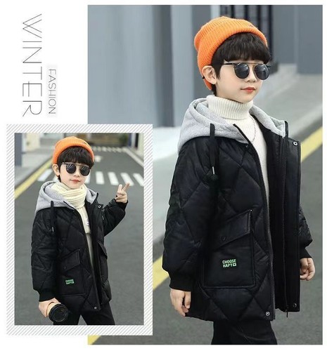 Kids Boys Winter Warm Outerwear Parka Hooded Coat Thicken Zipper Jacket Clothes - Picture 8 of 13