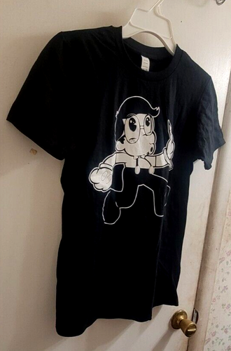 Camiseta "TEAR AWAY" Negra Manga Corta Retro Dibujos Animados; 100% Algodón; Adulto Talla Pequeña - Imagen 8 de 22