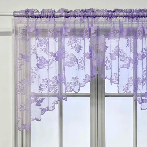 Bestickte Schmetterling Volant Gardine kleines Fenster Halb Gardinenstange Tasche - Bild 8 von 26