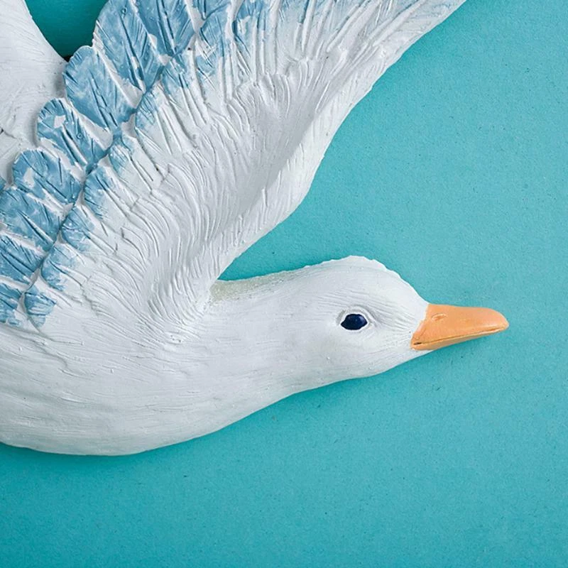 Artesanía de resina mediterránea 3D gaviota pájaro vivero hogar decoración colgante de pared 3 piezas Foto 3 de 4