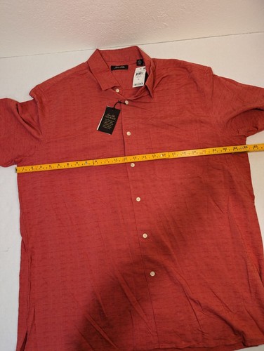 Tasso Elba Silk Blend Short Sleeve Shirt Mens XL Orange New - Picture 6 of 13