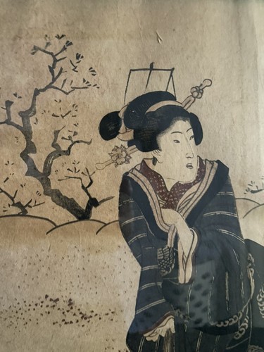 Antiker japanischer Holzschnitt Utagawa Yoshitora eines der Triptychonen Drei Wo - Bild 3 von 8