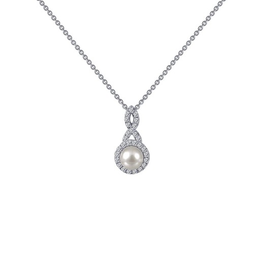 BRAND NEW Lafonn Platinum Plated Cultured Freshwater Pearl Necklace P0147CLP18 - Picture 1 of 2