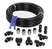 Air Line Tubing Kit 1/4" (6.35MM) OD x 32.8 FT Compressed Pipe & Accessories Kit