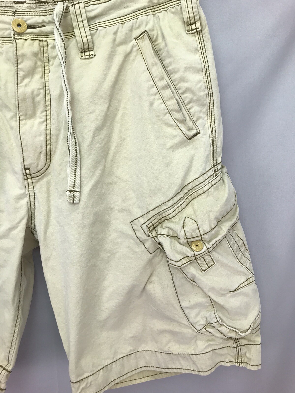 JET LAG Mens 39 Organic Sanforized Ripstop Cargo Shorts with stains