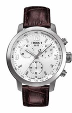 Orologio Tissot Uomo PRC 200 Quadrante Bianco Cinturino Pelle Marrone T055.417.16.017.01