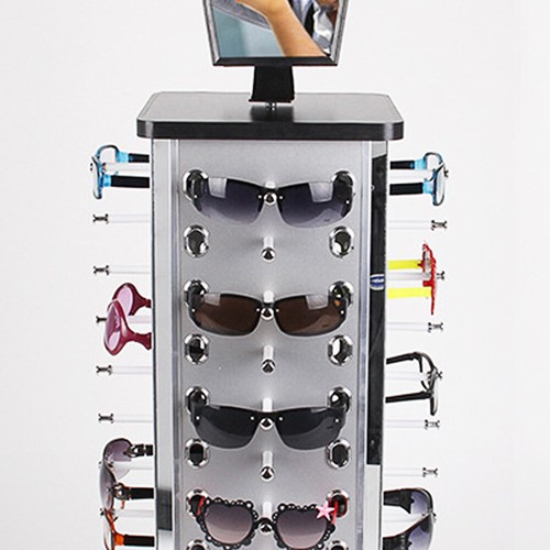 44 Pairs 360 Rotating Sunglass Display Rack Metal Glasses Stand Holder W/Mirror - Picture 4 of 10