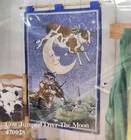 Vtg 90's The Rug Barn Folk Art Cow Jumped Over Moon Wall Tapestry Throw Blanket