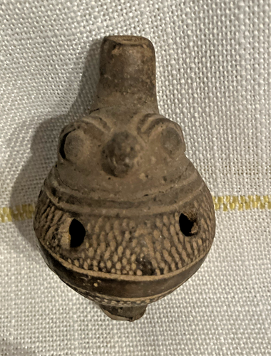 Silbato de cerámica precolombina fina búho halcón pájaro rapaz - Imagen 15 de 15
