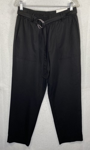 Ann Taylor Damen schwarz elastische Taille hohe Leibhöhe Gürtel Jogginghose Hose Größe 8 - Bild 1 von 12