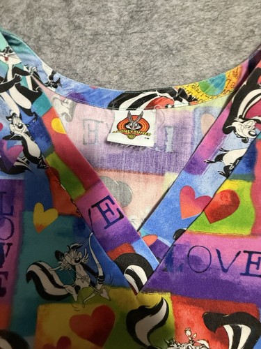 Looney Tunes Scrub Top Damen Gr. XL Taschen Kurzarm - Bild 2 von 10