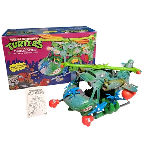 Vintage 1989 TMNT Ninja Turtles Turtlecopter Vehicle Playset 99% Complete Box