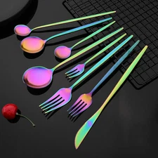 Colorful Cutlery Set Stainless Steel Tableware Dinnerware Set Kitchen Party Knif