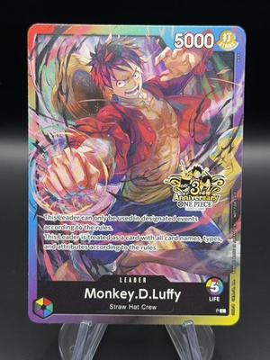 #ad #ad ONE PIECE TCG MONKEY D. LUFFY RARE 3RD ANNIVERSARY PROMO ALT ART ST01 012 NM $15.99