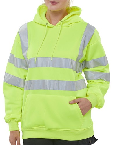 Beeswift Hi-vis Essential Pull Over Hoodie Fleece Fabric Orange, Yellow BSSSH25 - Picture 5 of 5