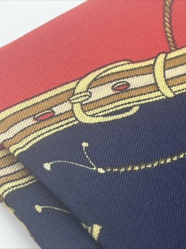 Bufanda italiana vintage silla de montar y borla rojo azul dorado Italia ecuestre - Imagen 16 de 16