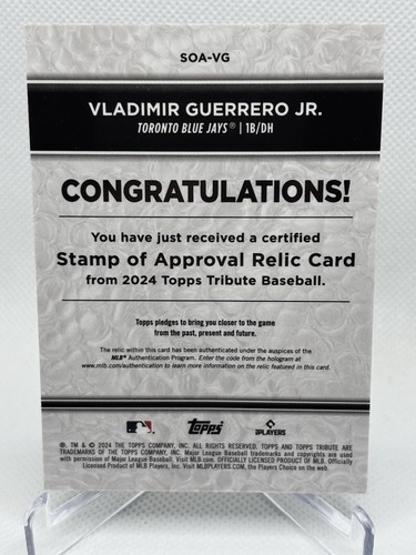 2024 Topps Tribute Stamp Of Approval Relic Green Vladimir Guerrero Jr 05/99 - Bild 3 von 3