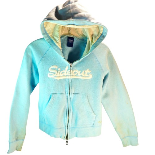 Sideout Full Zip Hoodie Sweatshirt Jacket Girls' Size L 14 Teal Spell Out  - Picture 1 of 14