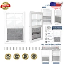 12"x18" White Shed Windows 2 Pack Flush Mount Tempered Glass Durable